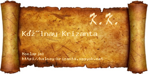 Kálnay Krizanta névjegykártya